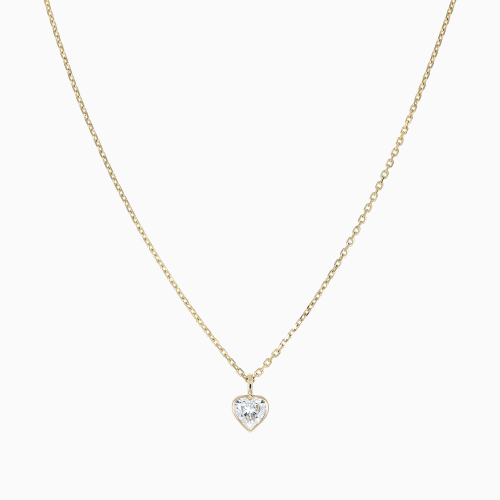 Heart-Shaped Lab-Grown Diamond Solitaire Pendant, 14k Yellow Gold